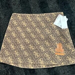 Guess Tan and Brown A-Line Mini Skirt Casual